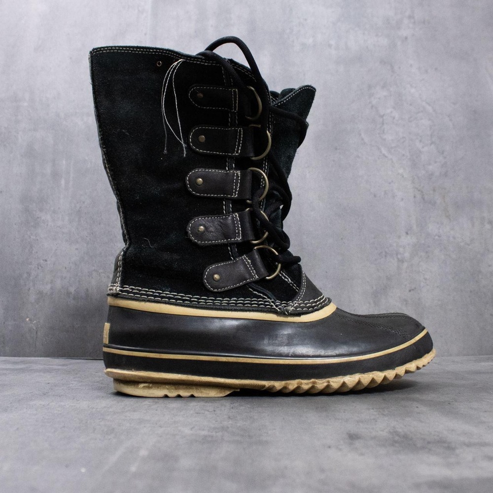 Sorel Winter Snow Boots Black Waterproof Lace-Up Duck Boots
